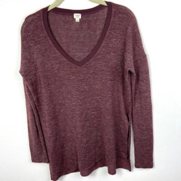 Aritzia Wilfred Sherbrooke Top Heathered Plum Size XXS V-Neck Long Sleeve Knit - Picture 6 of 9